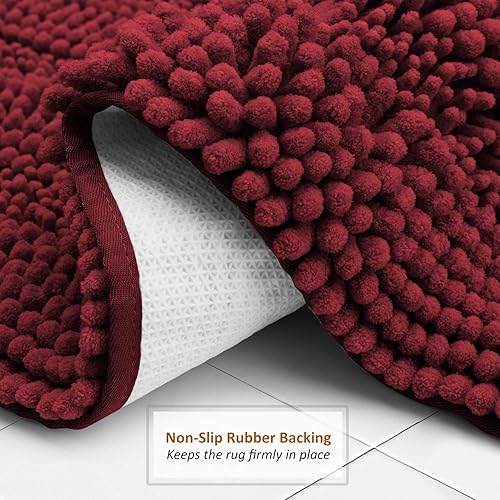 Miniatura 4 de Clara Clark Tapetes para baño de felpilla, tapetes de baño de felpa ultra suaves, lavables a máquina, con parte trasera antideslizante, 44 x 26