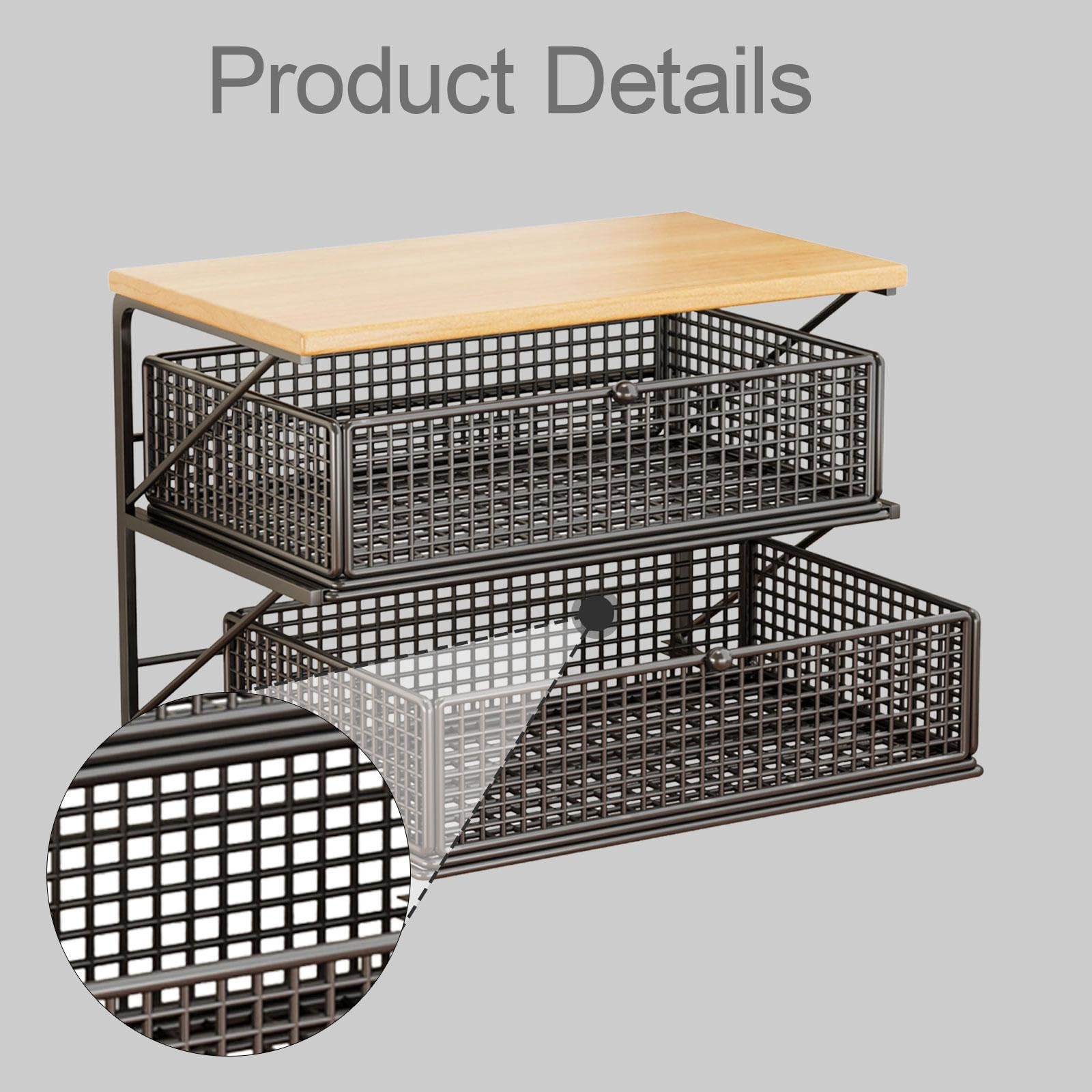 Coffee Station Organizer Küchenregal mit Schublade Und Fächern Zur Aufbewahrung von Tassen Becher Tee Kaffeezubehör für Kaffeebar Esszimmer Küche, Black S