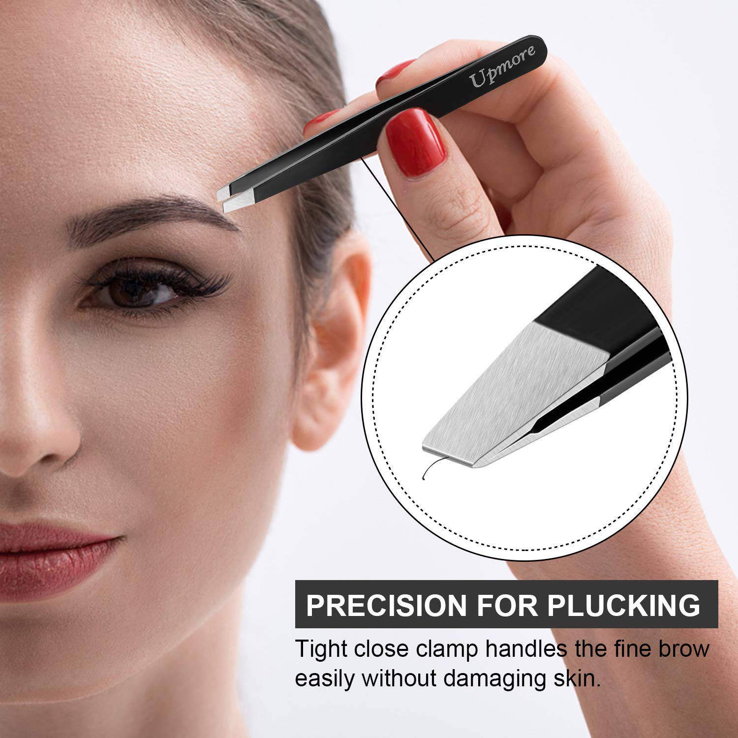 Liuchanghe Pinzette Sopracciglia Professionale, Portatile Acciaio Inossidabile Pinzetta Sopracciglia, Pinzette Di Precisione Per Rimozione Dei Punti Neri - Foto 5