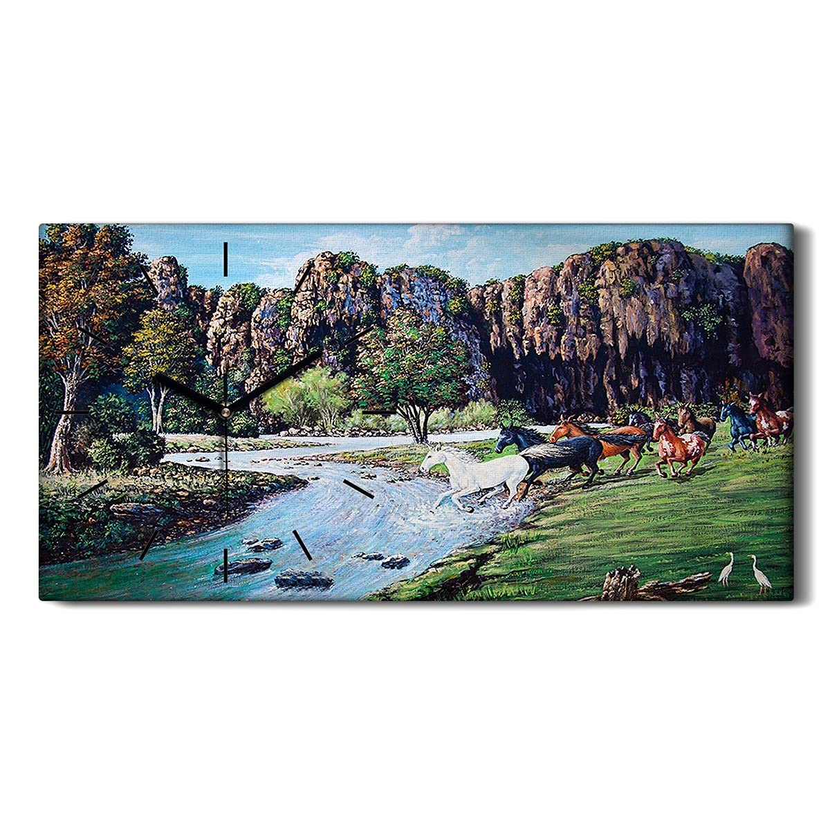 Horloge en toile de qualité supérieure avec art mural de montagnes
