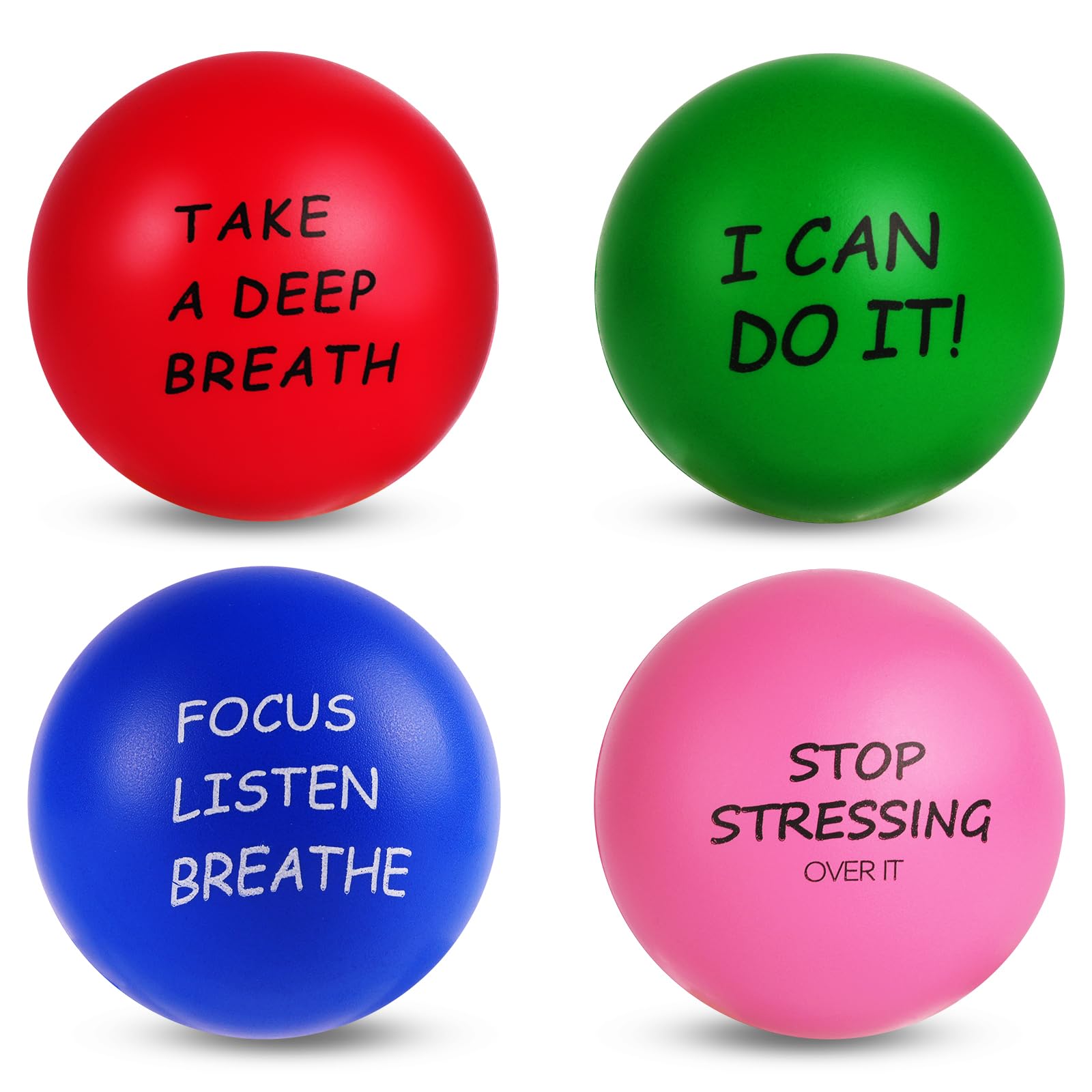 Ainiv 4Pz Motivacional Pelota Antiestrés Stress Ball Fidget Toys, Squishy Pack Pelota Antiestres Adultos Mano, Bolas de Estrés, Pelotas de Espuma, Juguetes Antiestres Niños Adultos, Bola Antiestres — view 9