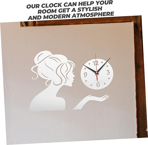 Miniatura 5 de Garneck 4pcs Girls Mirror Wall Clock Modern Wall Decor reloj de pared Modern Wall Clock Large Mute Wall Frameless Wall Clock 3D Clock Exquisite Wall