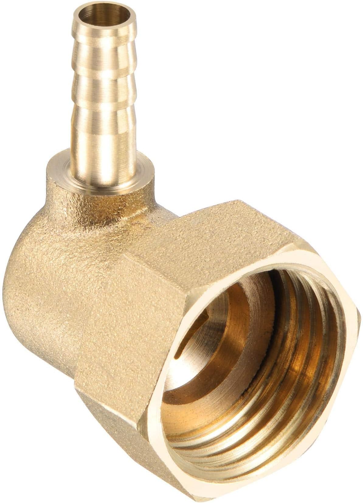 1Pcs Brass Hose Barb Fitting Elbow, 6mm Barbed x G1/2 Female 90 Degree Pipe Connector Adapter for Water Fuel Air