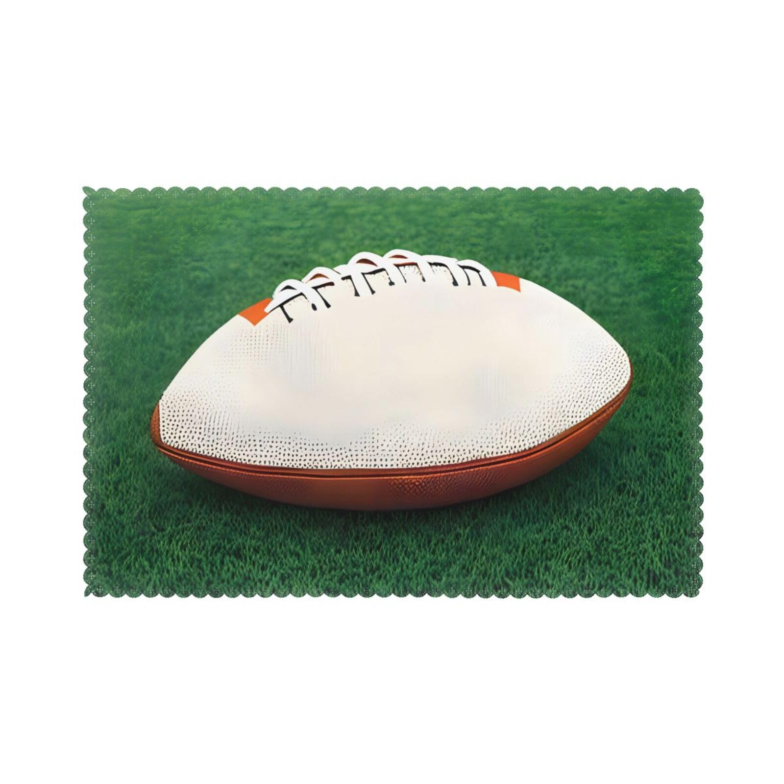 White Rugby Ball Placemat set of 6, oil-proof and insulated dining table placemats, washable and wipeable.