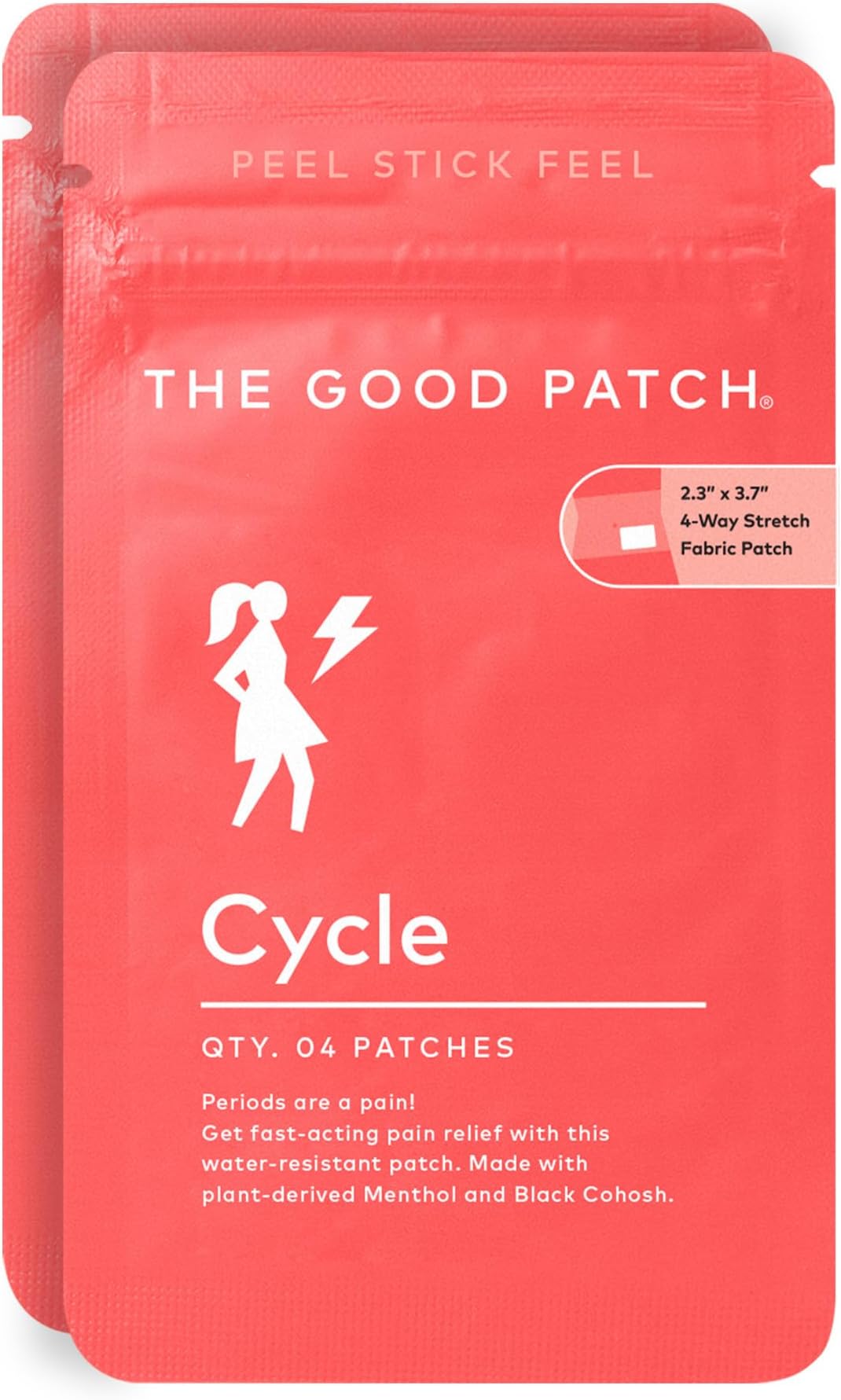 The Good Patch Cycle Period Pain Patch for Cramps, Natural Patch with Menthol, Black Cohosh, Plant Powered Wearable Wellness, Large Sized (8 Total Patches)