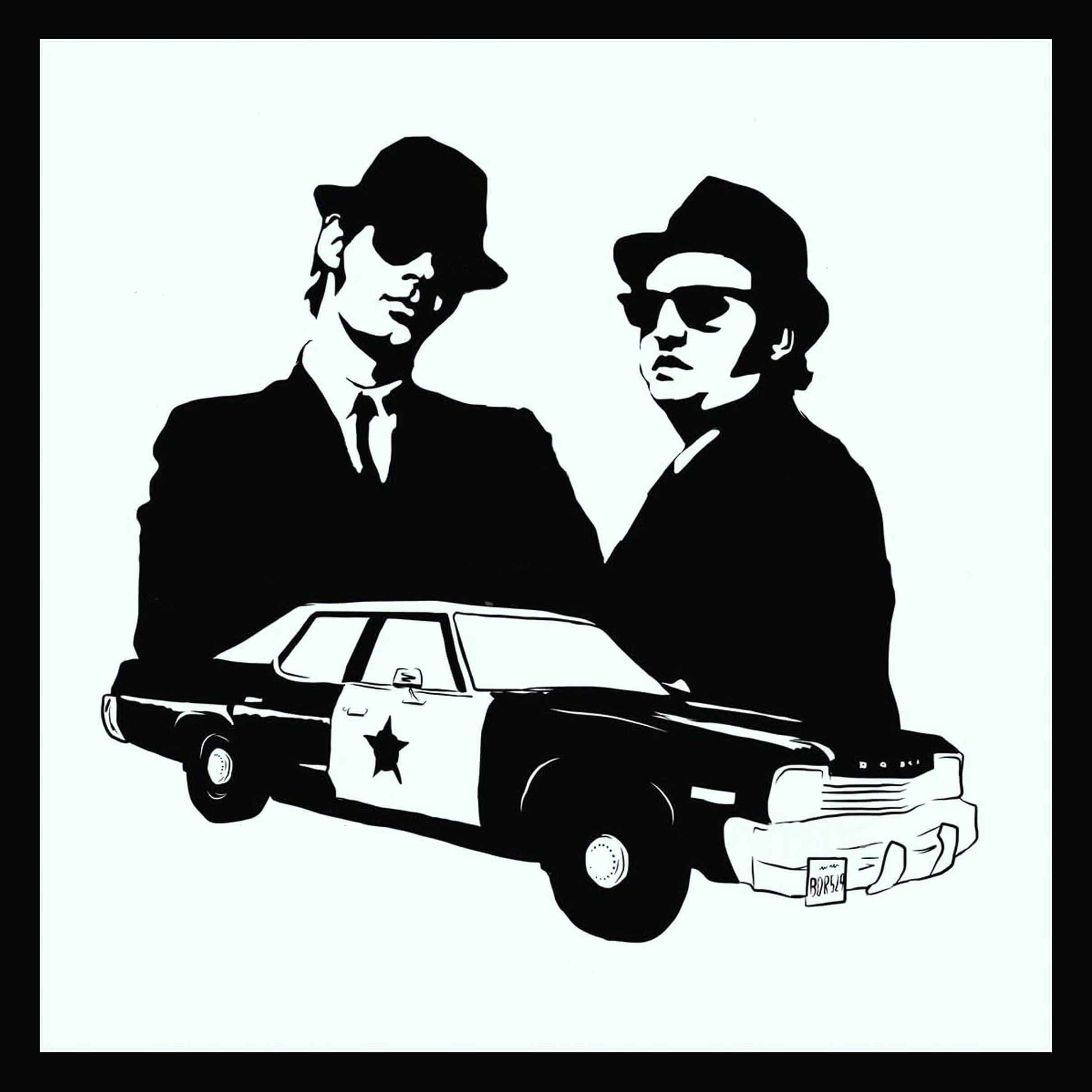 Top Banana Gifts Black The Blues Brothers - Vintage Retro Advertising Wall Tin Plaque Large Square 20X20cm Pub Shed Bar Man Cave Home Bedroom Office Kitchen Gift Metal Sign