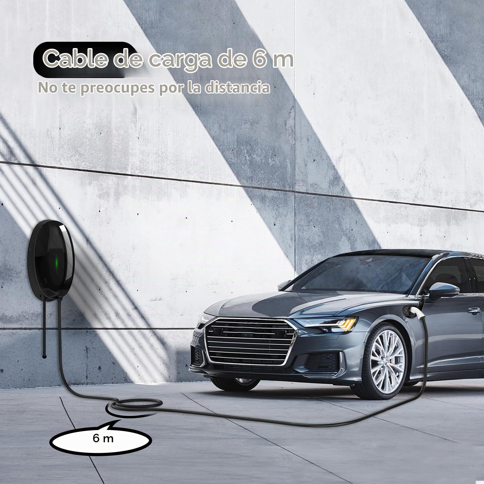 7,2KW Wallbox Tipo 2 Cargador Coche Electrico, 32A Monofasico Estación de Carga Doméstica con Cable de 7 m para EV PHEV Impermeable IP66 Negro
