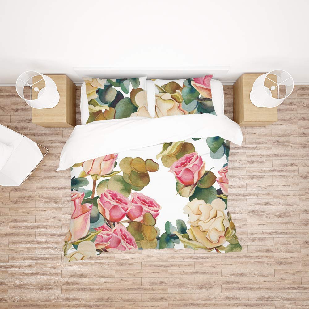 Parure de lit King floral en polyester infroissable pour un entretien facile