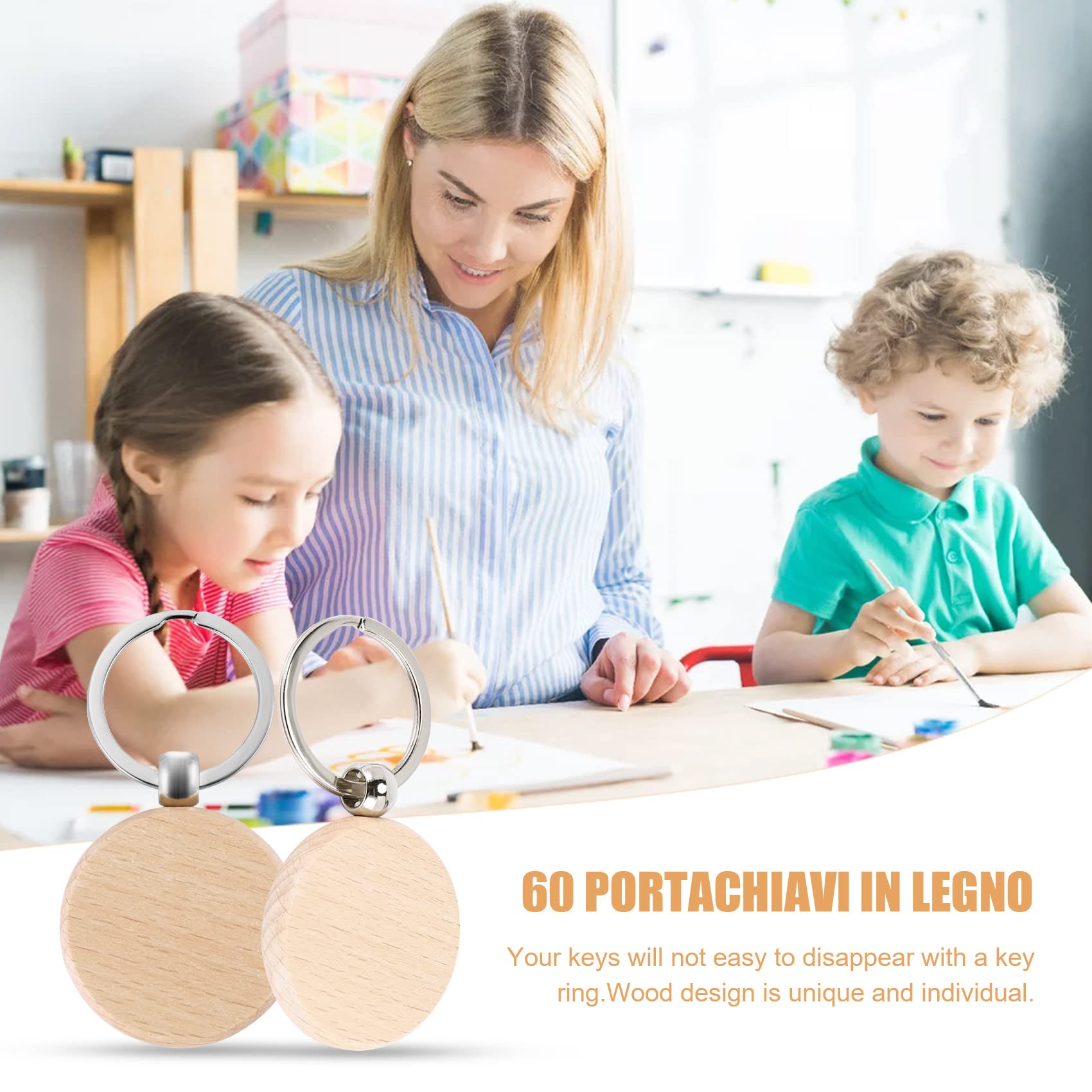 60 Pezzi nel ​​Legno Rotondo Vuoto nel ​​Legno DIY Possono Incidere Regali DIY