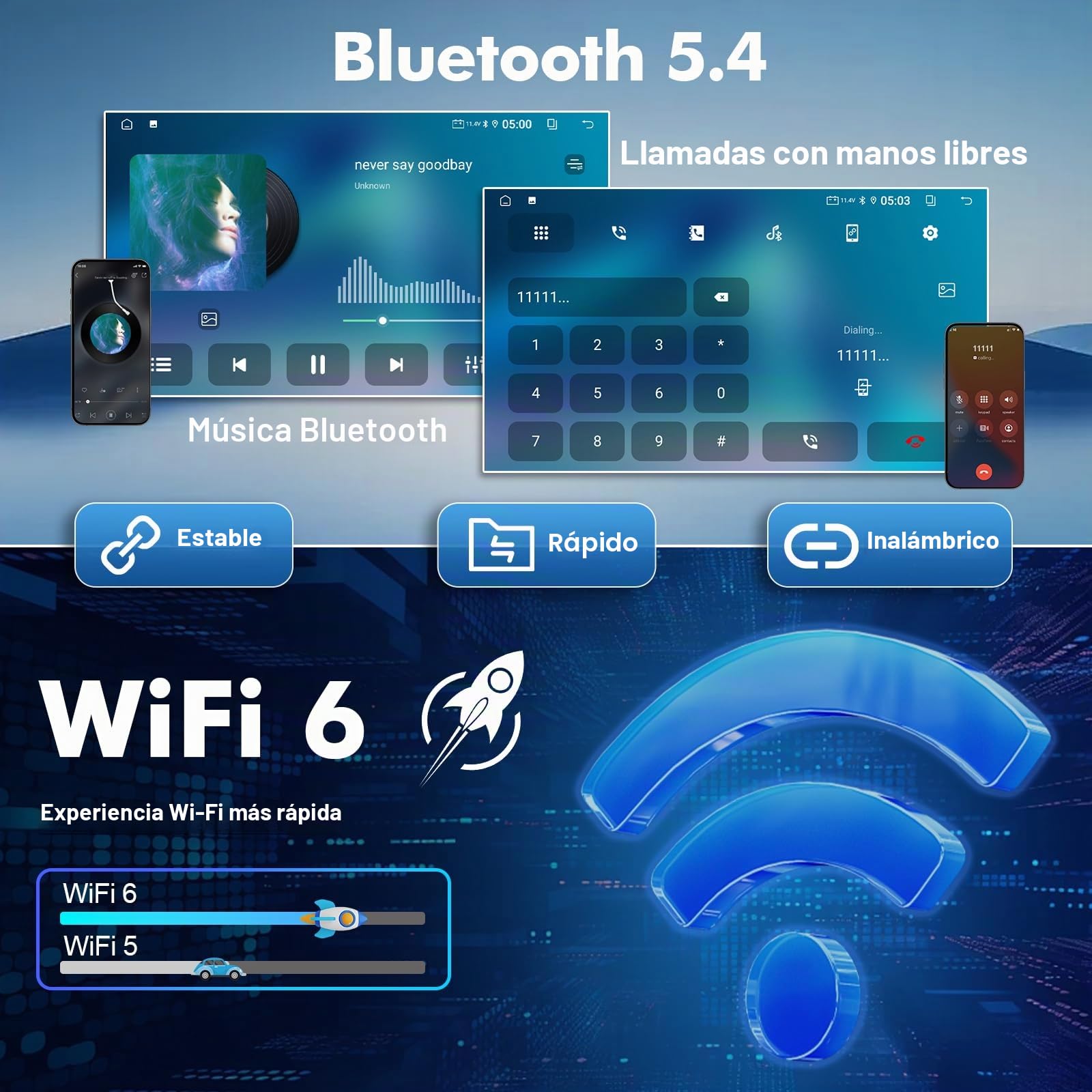 4 + 64G Android 14 Car Stereo Pantalla for VW Golf/Seat/Passat/Polo/Jetta/Touran 9 Pulgadas Multimedia Stereo Radio con Wireless CarPlay Android Auto Mirror Link SWC GPS Bluetooth WiFi FM Camera