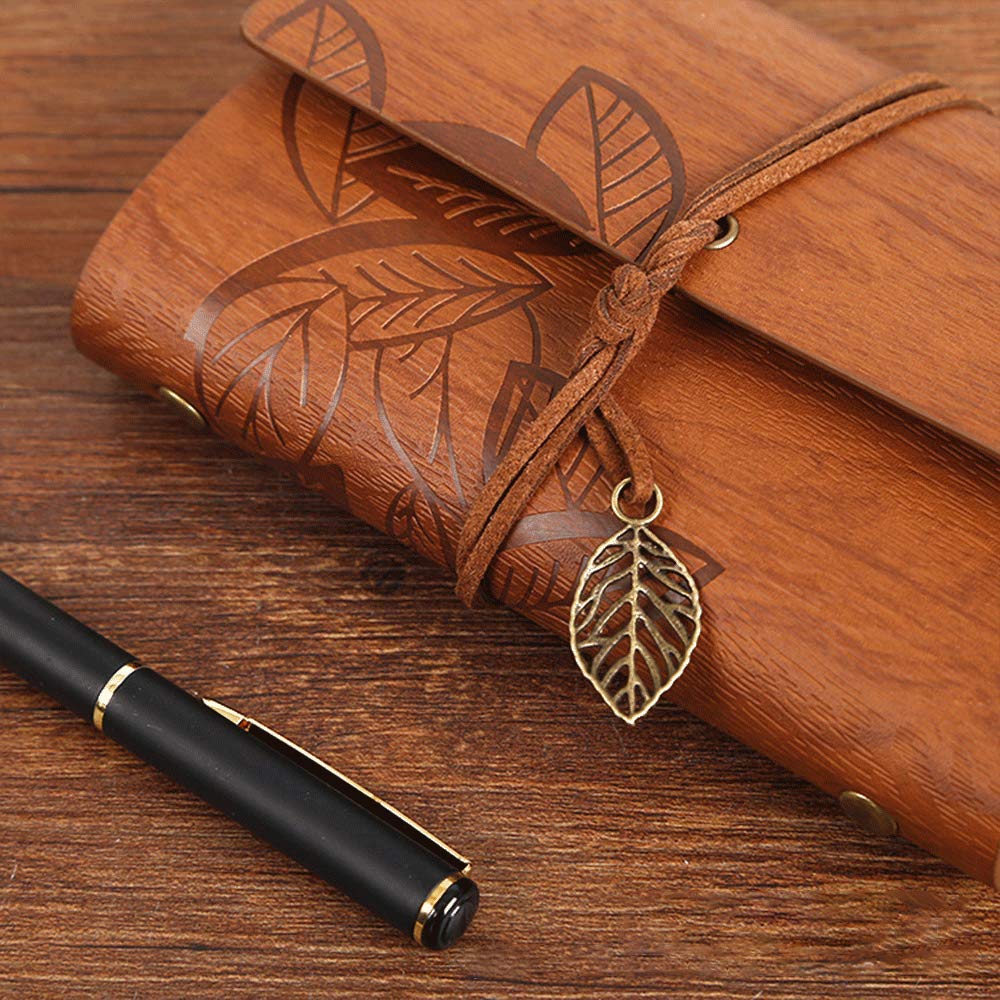 Loose Leaf Writing Books POWERTOOL Leather Cover Notebook Lined Wire Binding Diary Writing Planner Organizer Retro Vintage Notebook (1Pcs-Reddish Brown) - Image 4