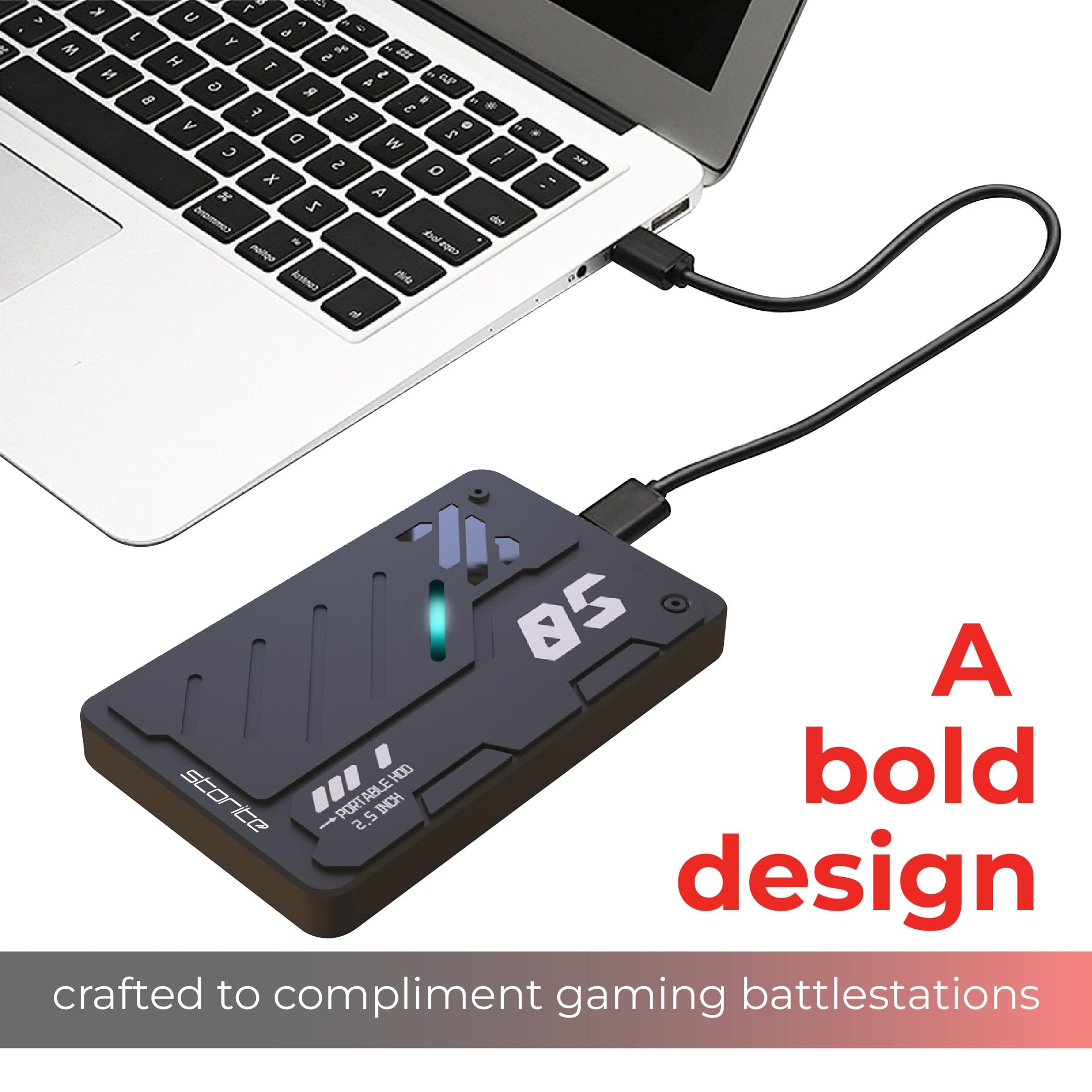 Storite Disco rigido esterno 1 TB USB 3.0, leggero, per backup e archiviazione dati, portatile, per giochi, espansione di memoria per laptop, PC, Mac e desktop.