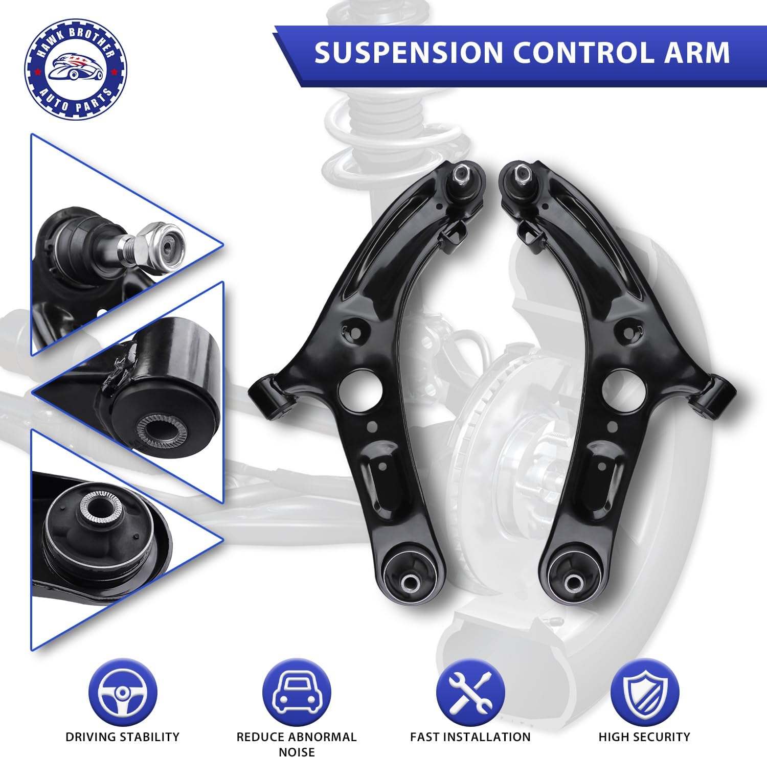 Control Arm, w/Ball Joint Front Lower Suspension Kit LH RH Compatible With 2011-2016 Hyundai Elantra 2012-2017 Veloster