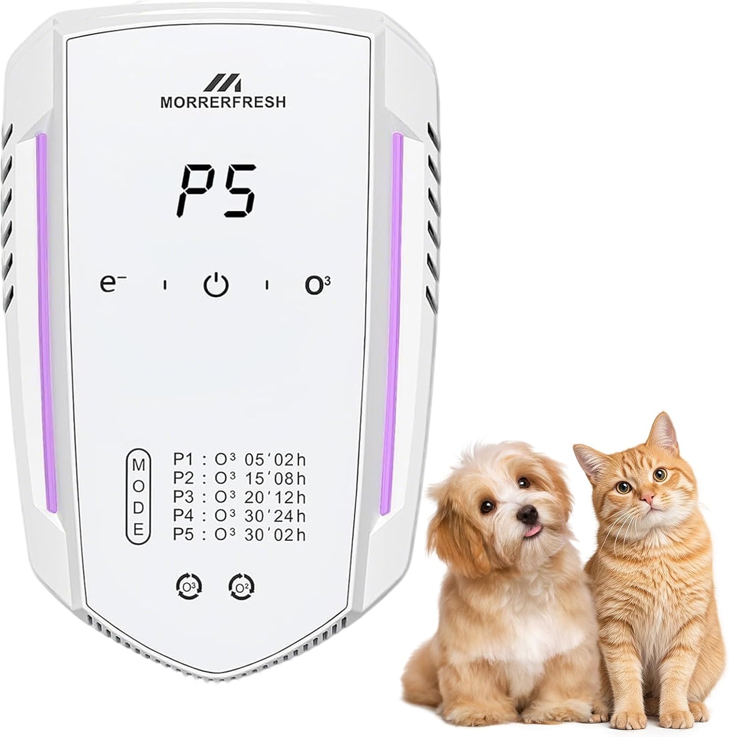 Morrerfresh Ozone Odor Eliminator: 99% Effective Pet Litter, Dog Urine, Smoke & Bathroom Odor Remover - Portable Air Purifier for Home, Garage, Closet (White)