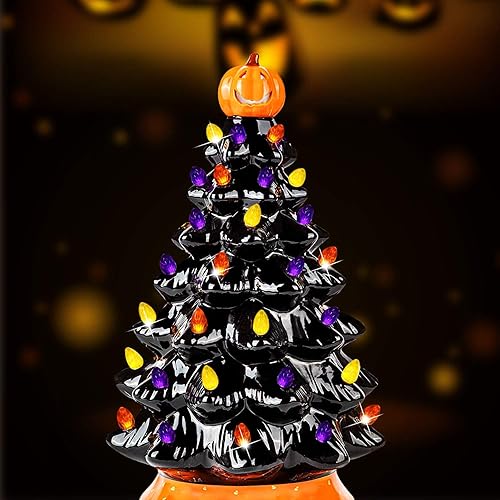Miniatura 5 de BBTO 120 bombillas de repuesto de cerámica para árbol de Halloween, luces de repuesto para árbol de Halloween, naranja, morado, amarillo, mediano,