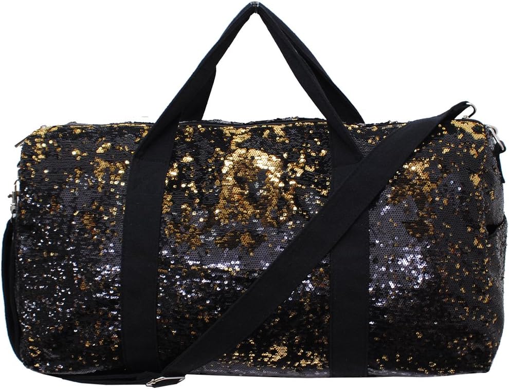 Black & Gold 2 Tone Sequin NGIL Cheer Dance Yoga Girly Duffle Bag