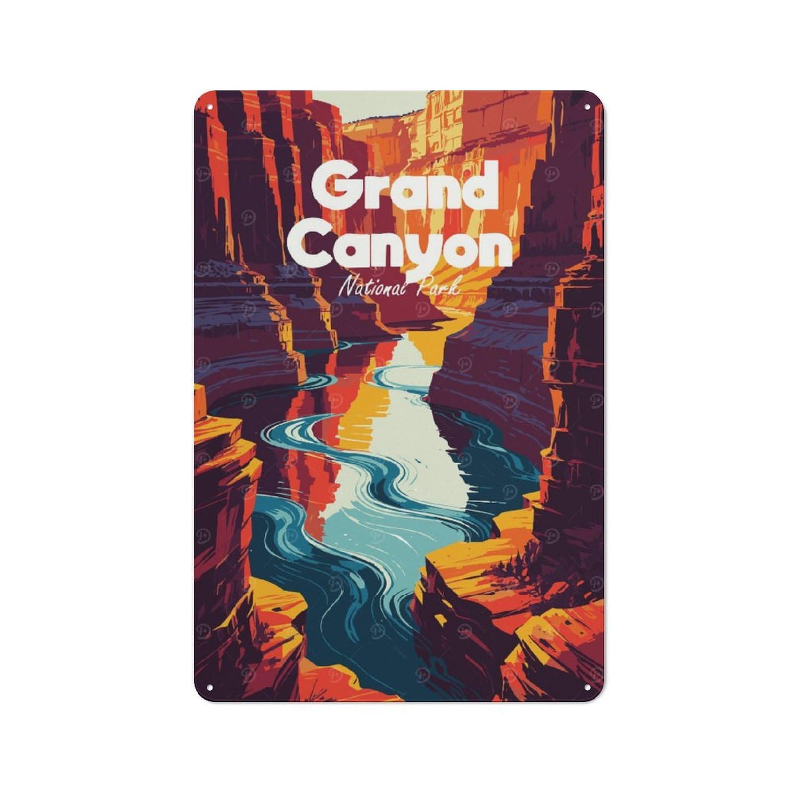 Junmoney Style-11 Weathered Look Grand Canyon National Park Illustration(3) Metal Wall Sign 30X20cm, Shed Wall Plaque For Tool Room, Garage, Studio Or Home Bar