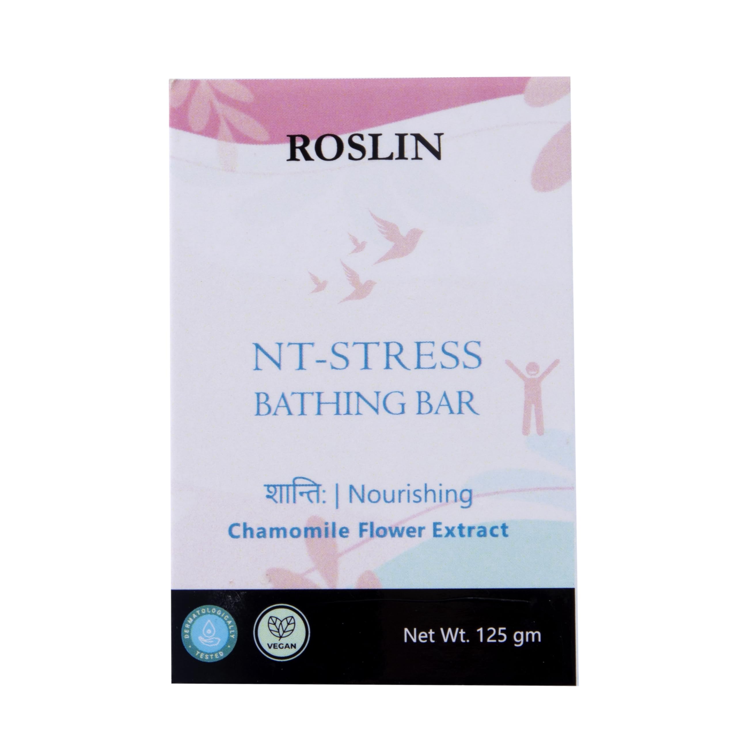 Roslin Anti Stress Soap with Chamomile Extract & Niacinamide | 12-Hour Fragrance | Skin Nourishing Bar | 125gm