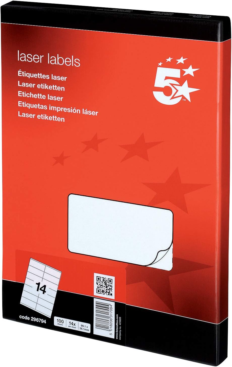 5 Star White Laser Labels 99.1x38.1mm 1400 Labels