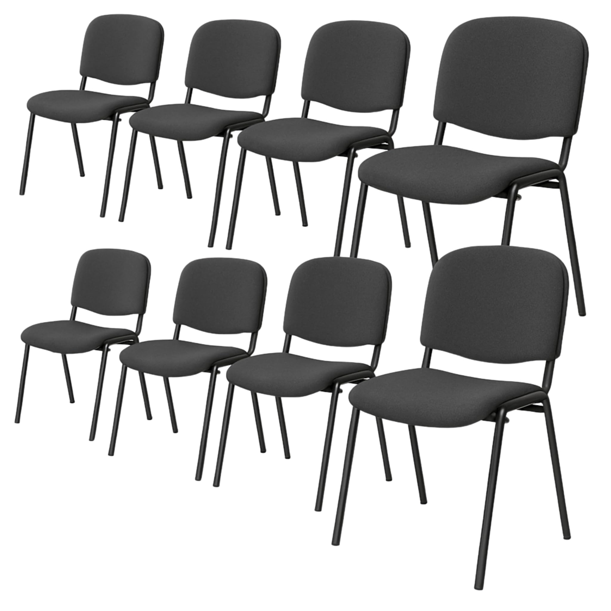 Topsit Besucherstühle 8er Set, stapelbare Konferenzstühle ohne Armlehnen, Stapelstühle mit Metallgestell, für Büro, Konferenz, Reception (Antrazit)