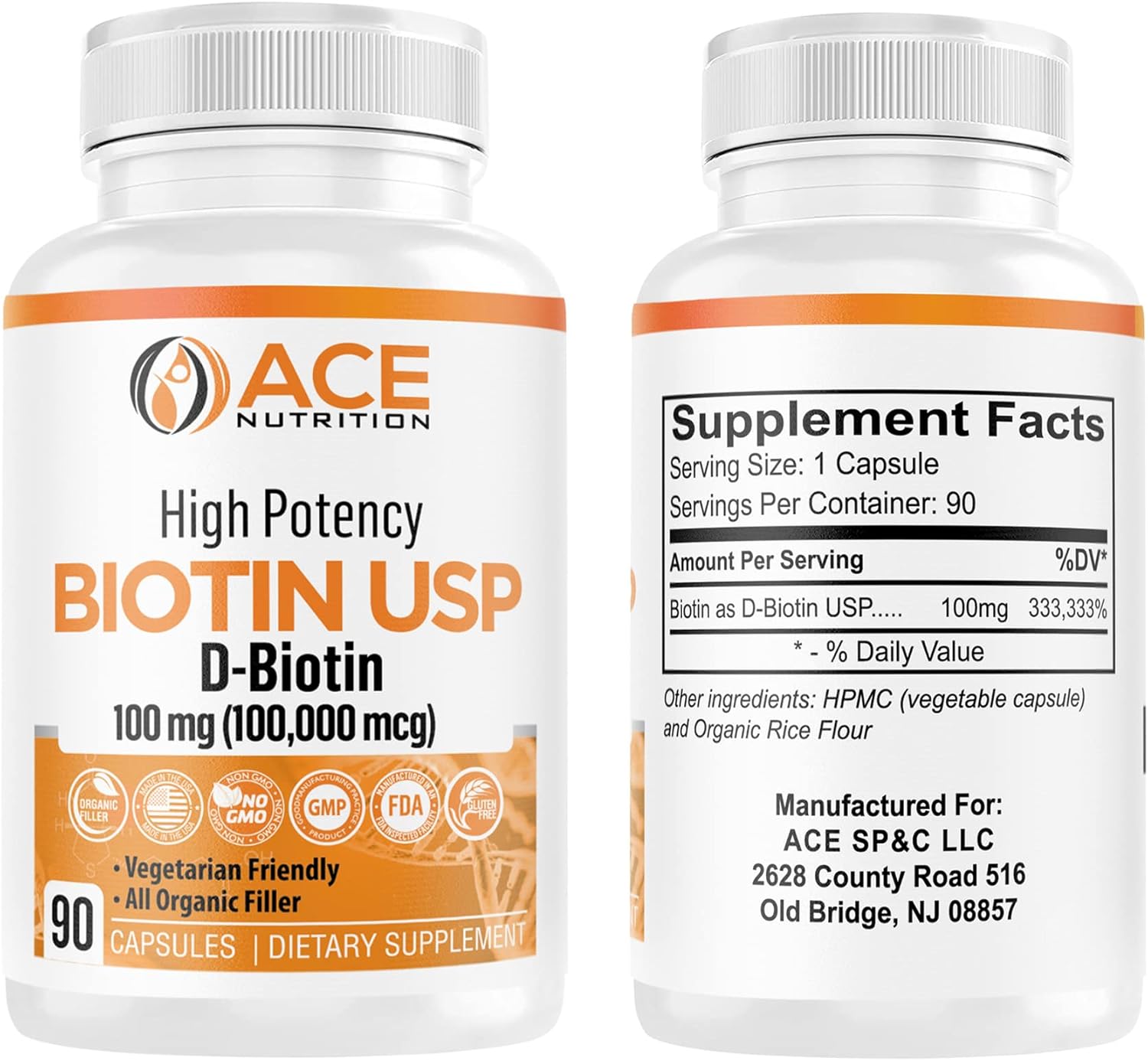 High Potency Biotin USP (D-Biotin) 100mg (100,000mcg) (3)
