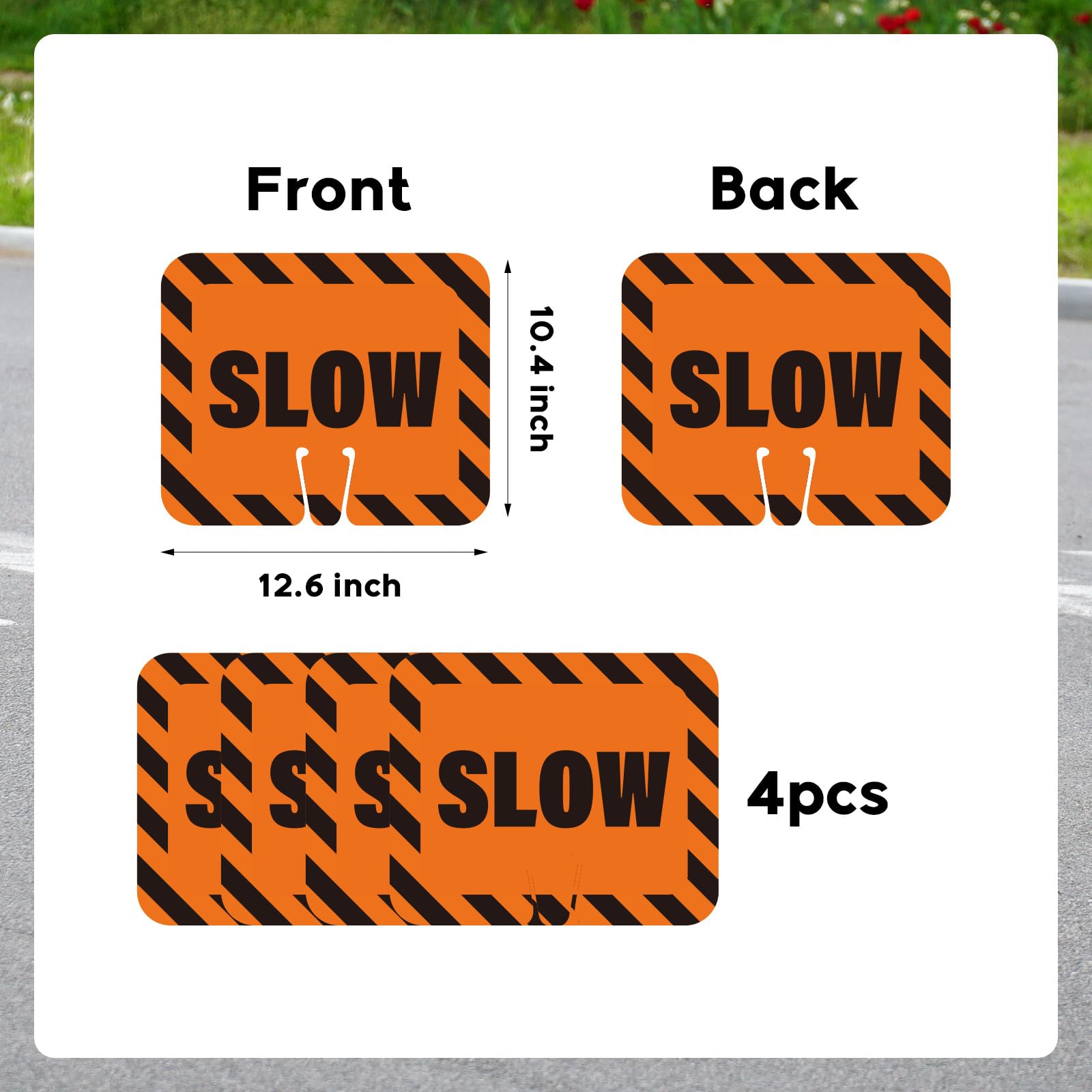 4pcs Slow Signs for Traffic Safety Cone 12.6x10.4" Waterproof — Amazon image 7