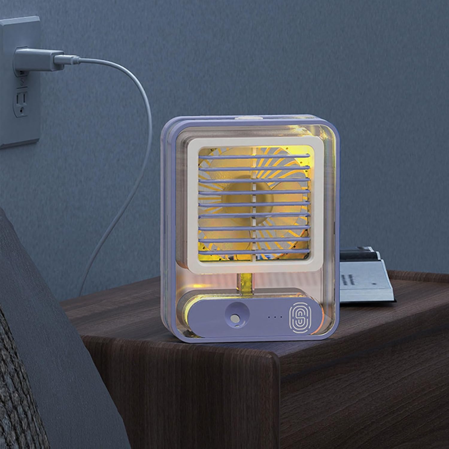 Cooling Fan Misting Fan 3 Speed Desktop Humidifier with Night Light Misting Water Misting Fan for Travel Office