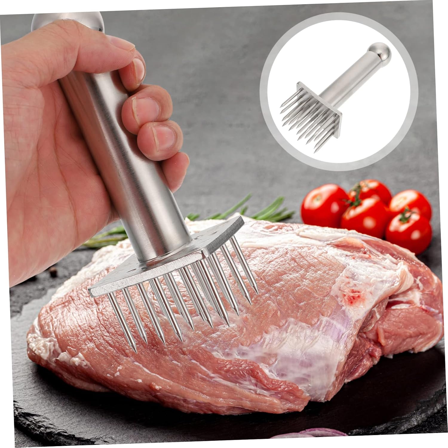 Stainless Steel Meat Tenderizer Needle Heavy Duty Pork Pounder Tool for Tenderizing Steak and Chicken Kitchen Cooking Supply Easy to Use for Household Cooking