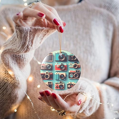 Miniatura 5 de Retro Cool Camera Collection Print Christmas Ornament 2025, Acrylic Santa Pendant Ornaments for Christmas Tree Decorative Baubles