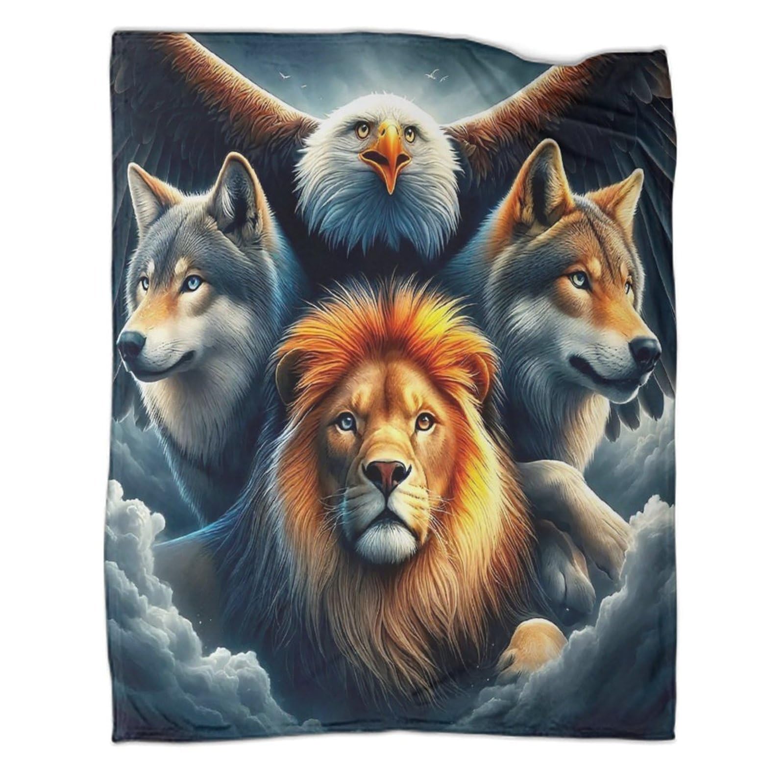 Couverture chaude lion enfant douce en flanelle pour nuits de camping