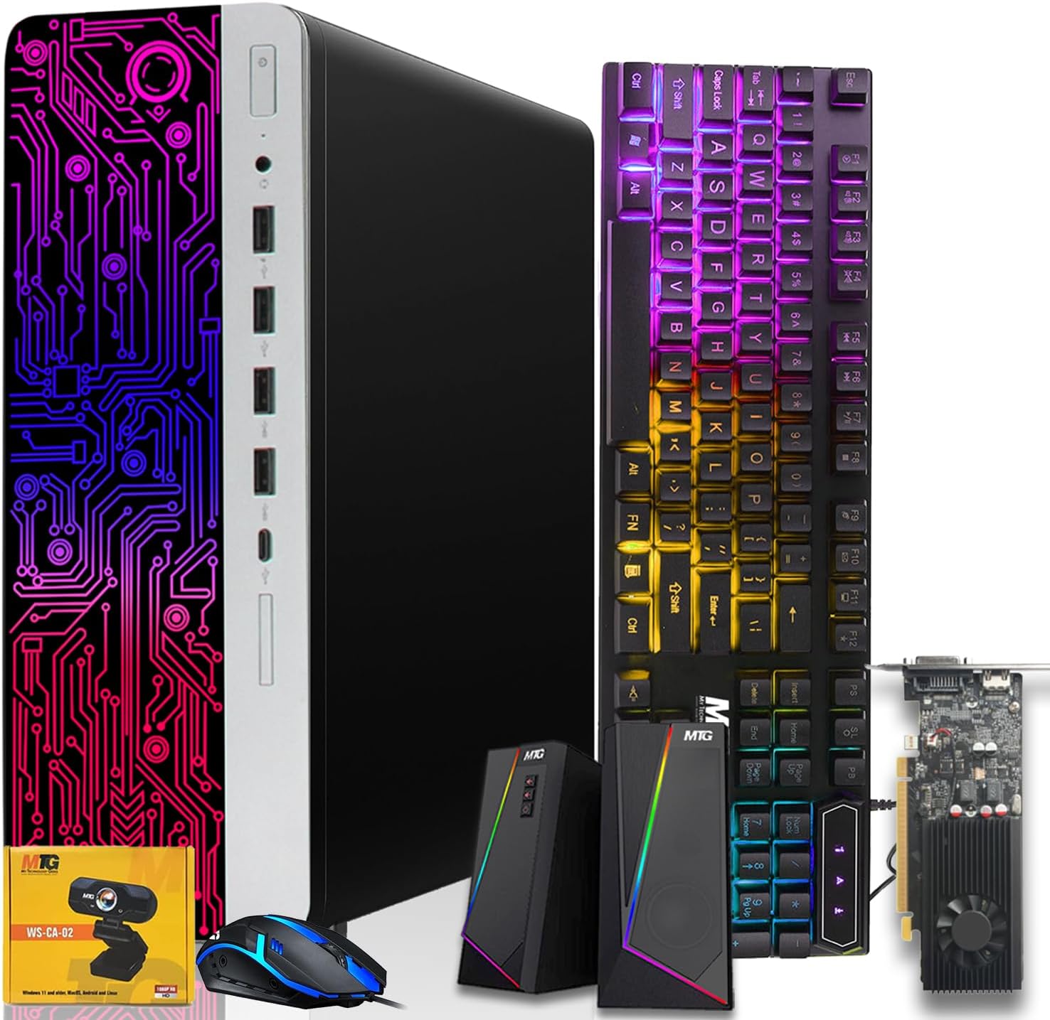 HP G3 Gaming Desktop PC, Core i7 6th Gen, GT 1030 Graphic, 16GB RAM, 1TB SSD | 128GB SSD, RGB Keyboard Mouse, Speaker, Webcam, WiFi, Windows 11 (Renewed)