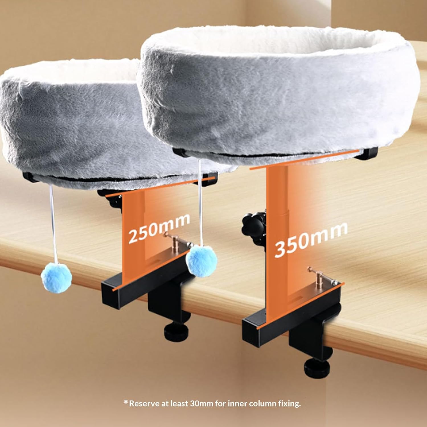 Soft Kitten Lounging Bed Height-Adjustable Desk Hammock with Washable Cover & Cozy Resting Perch Cats Nest with Strong Adjustable Height