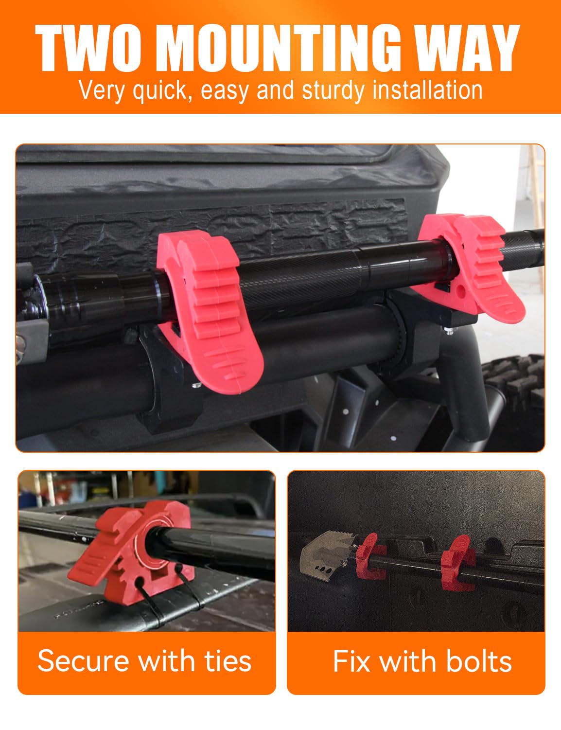 Tool Mounting Brackets ADTOPI Quick Release Rubber Clamp Mounts - 4-Pack For Tools On RVs, ATVs, Trucks (1-1/2" Tube Fit) Off-road Vehicle Accessories
