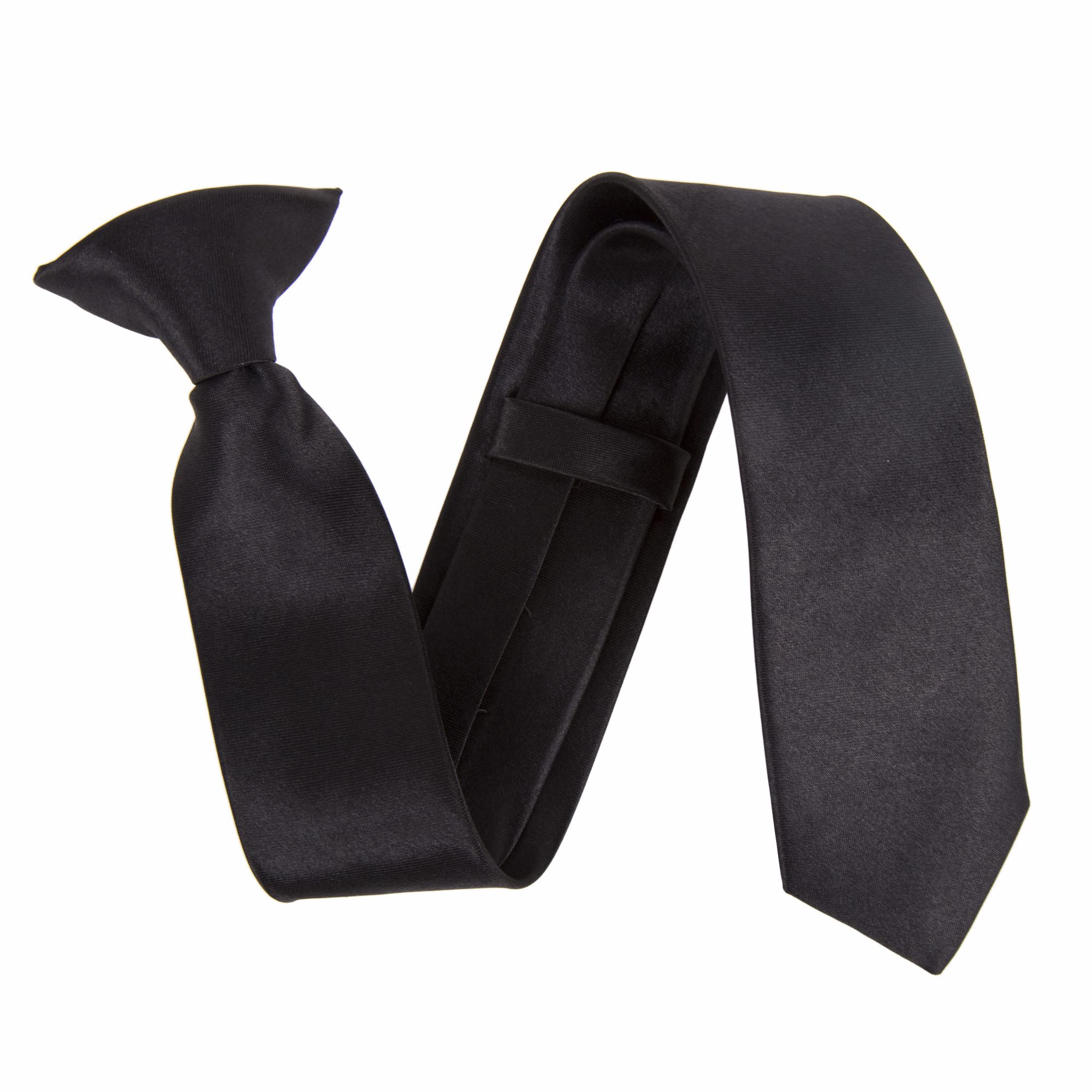 The Tie Company Black Kids Satin Clip On Ties