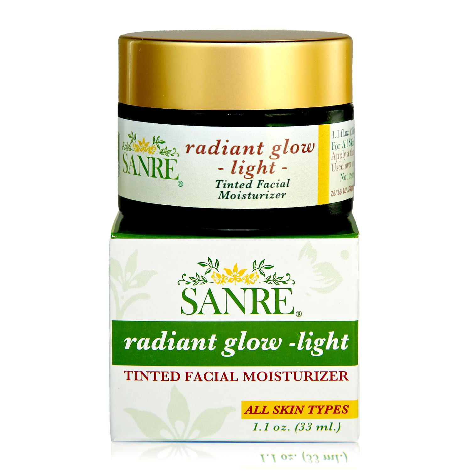 SanRe Organic Skinfood - Radiant Glow Light - Organic Tinted Facial Moisturizer For All Skin Types