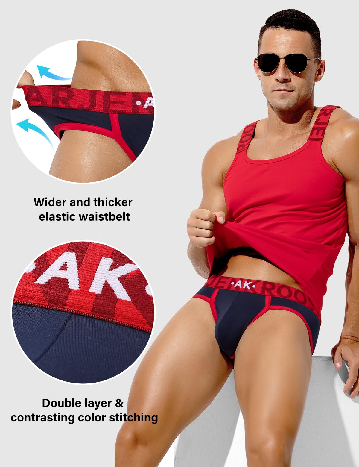 Arjen Kroos Lot de 3 Slip Homme Coton, Design Exclusif, Taille Haute, Couleurs Contrastées