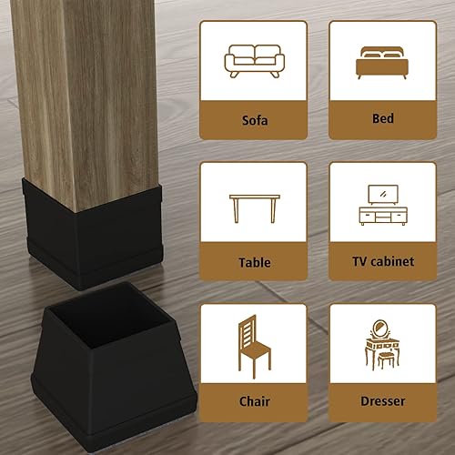 Miniatura 3 de 16 protectores cuadrados para patas de silla para suelos de madera, almohadillas de silicona para muebles de fieltro antideslizantes, fundas de