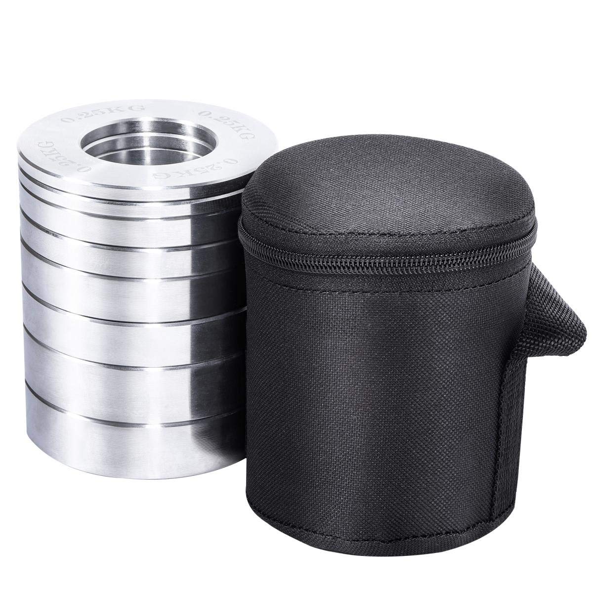 GORILLA SPORTS® Hantelscheiben - 5 kg Set inkl. Tragetasche, Olympia 50mm Bohrung, 2x0,25kg, 2x0,5kg, 2x0,75kg, 2x1kg, Verchromter Stahl - Gewichtsscheiben, Olympiascheiben, Gewichte, Fitness