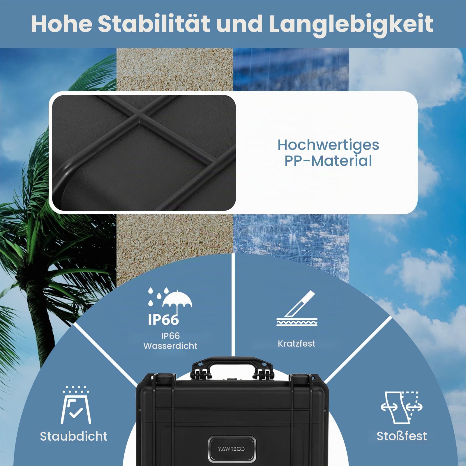 GIANTEX Kamera Koffer, Outdoor Fotokoffer Wasserdicht Staubdicht, Universalkoffer Hartschalenkoffer mit anpassbarem Rasterschaumstoff, Transportbox für Kamera Objektive, 47 x 37 x 18 cm
