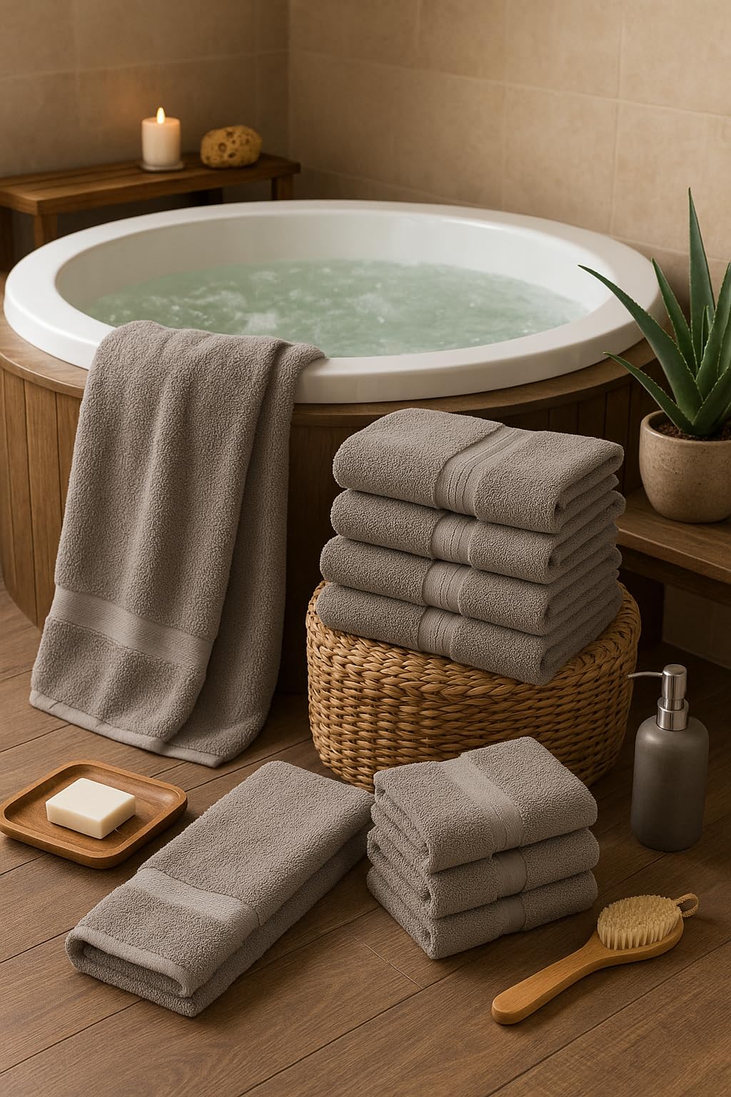 Betz Juego de 6 Toallas de Lavabo Palermo 100% Algodon 50x100 cm Colores Diversos Color Gris Piedra