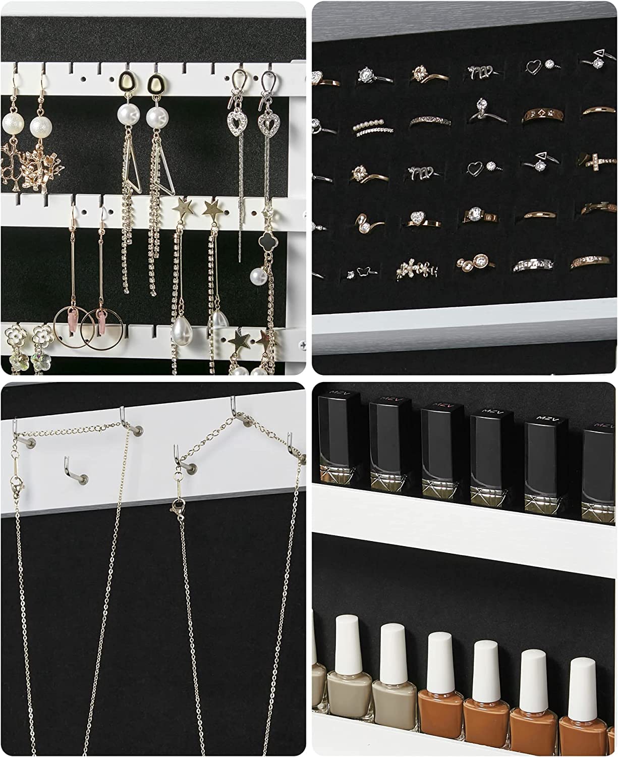 SONGMICS Armario Joyero de Pared con Espejo, Organizador de Joyas JBC51W