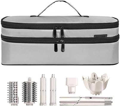 Travel Carrying Case Compatible with Shark Flexstyle,Storage Case for Revlon One-Step Hair Dryer and Volumizer Hot Air Brush Portable Organizer Bag for Dyson Airwrap Styler,Grey,15 IN