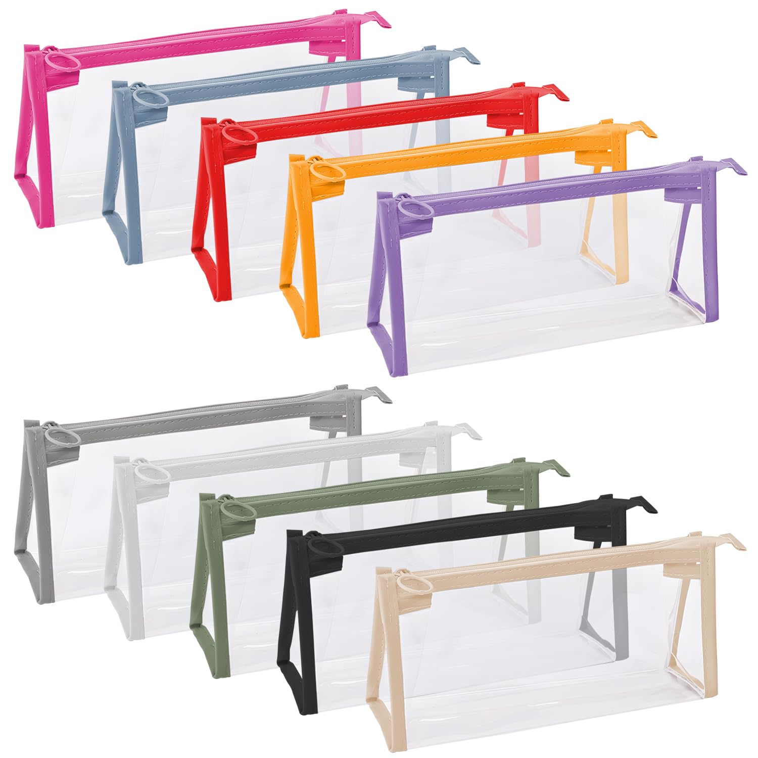 MaehSab 10 PCS Clear Pencil Cases Pen Pouch Transparent Marker Pouch with Zipper