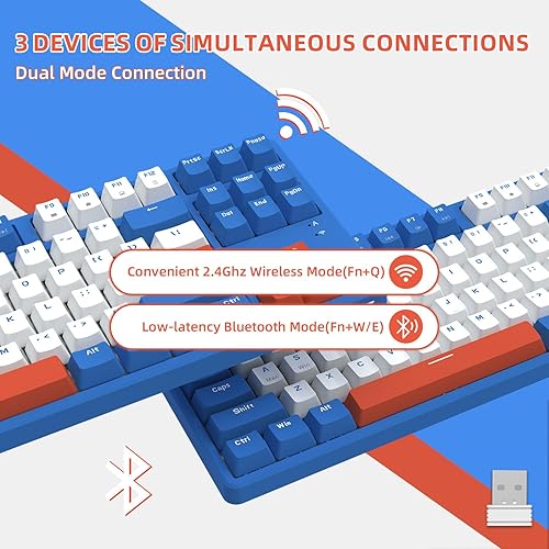 Miniatura 3 de A.JAZZ - Teclado mecánico inalámbrico, 87 teclas TKL teclado Bluetooth intercambiable en caliente, modo dual BT5.02.4G con marco desmontable, teclas