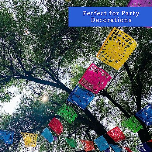 Mexican Party Banners (5 Pack - 10 Plastic Flag Designs Per Banner) - Papel Picado Banner - Mexican Themed Party Decorations - Papel Picado Mexicano Para Fiesta - Fiesta Party Decorations - Cinco De Mayo Decorations #TOP3