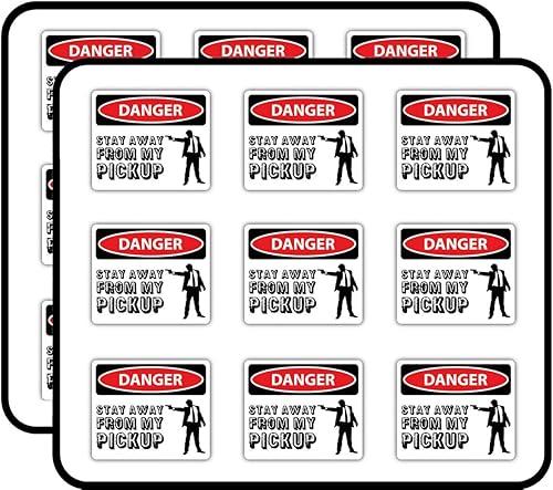Danger Stay Away from My Pickup Letrero de advertencia de 2 pulgadas, paquete de 18 unidades, calendario, álbumes de recortes, calcomanías para