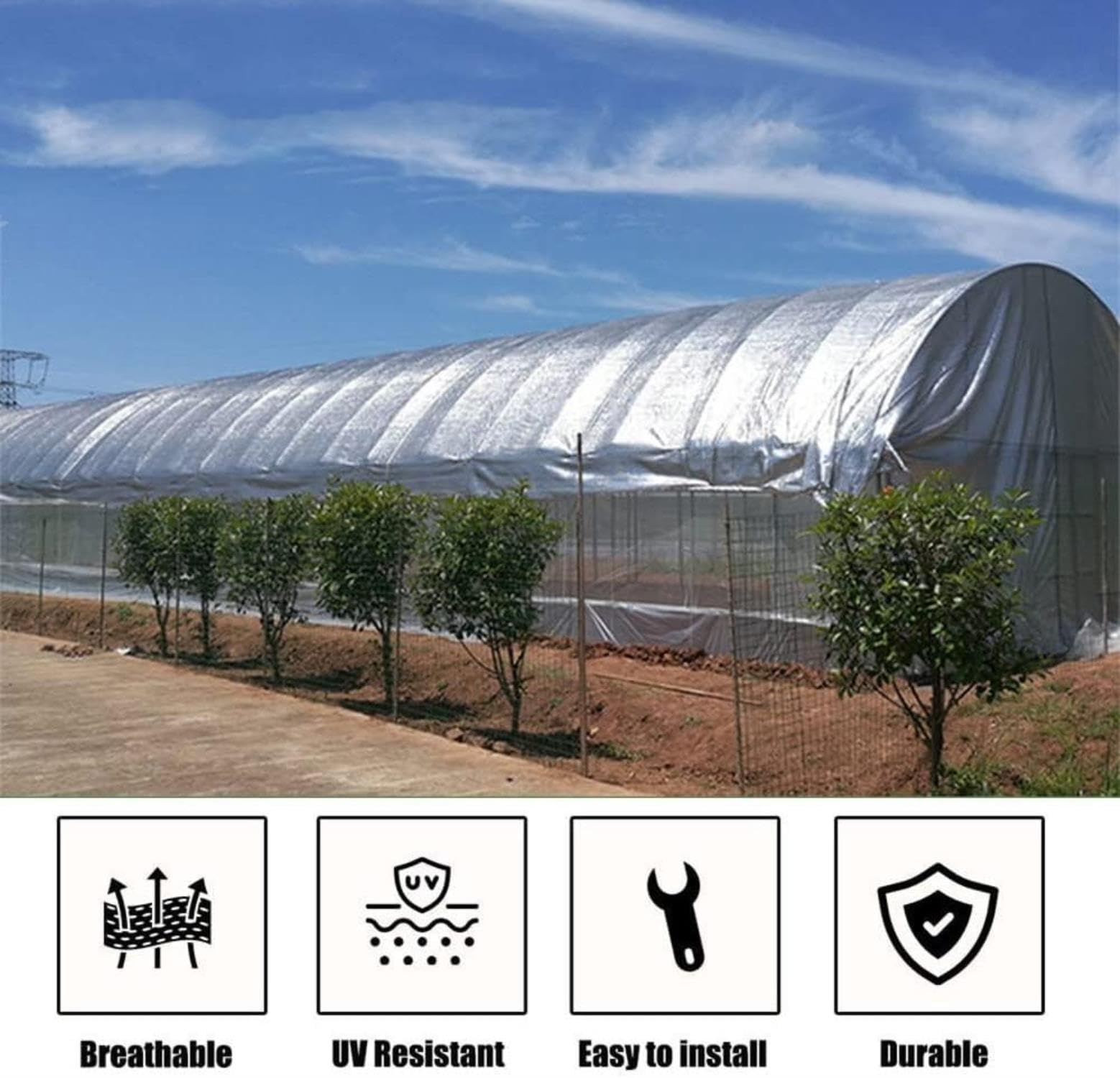 Telo protettivo per piante, fiori, terrazze e terrazze, 6 x 12 m, riflettente al 99% contro i raggi UV, 6 m x 12 m