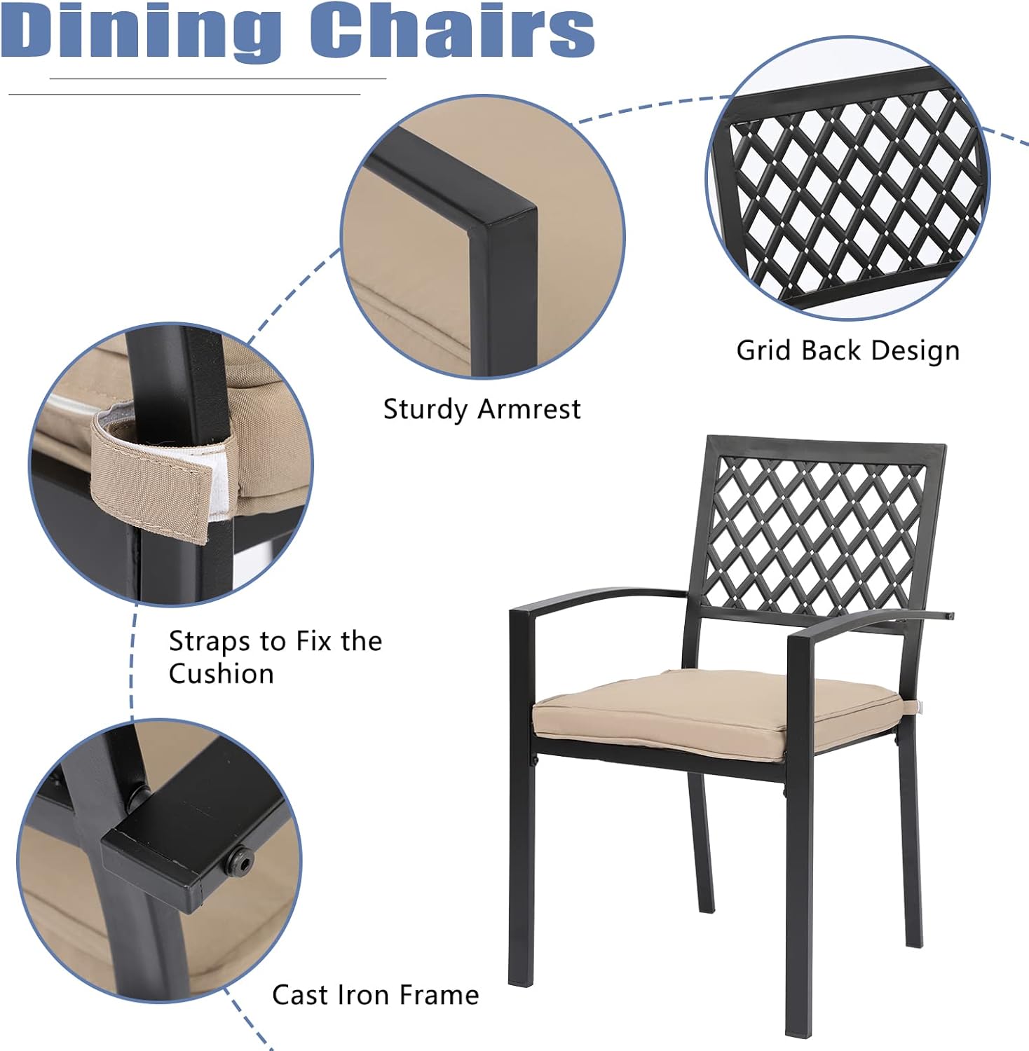 MAGIC UNION 7-Piece Outdoor Dining Sets, Cast Iron Patio Furniture Sets Including 1 Dining Table and 6 Chairs Metal Conversation Set for Backyard,Garden,Deck : Patio, Lawn & Garden