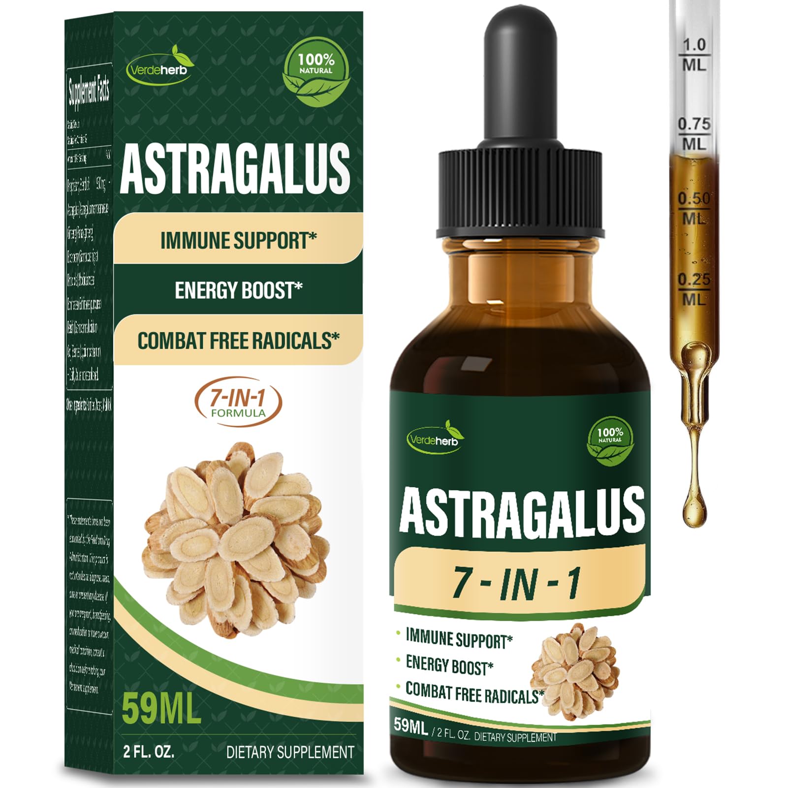 Astragalus Root Extract Herbal Drops for Immune System Support 2 Fl Oz (Pack of 1)