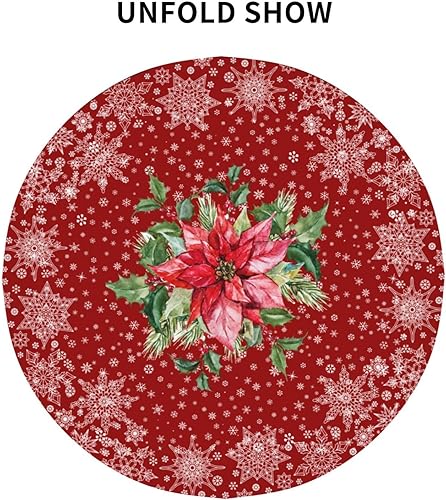 Miniatura 4 de mutakin Mantel redondo de flores de Navidad de 60 pulgadas, lavable, reutilizable, decoración de mesa para fiesta de cocina